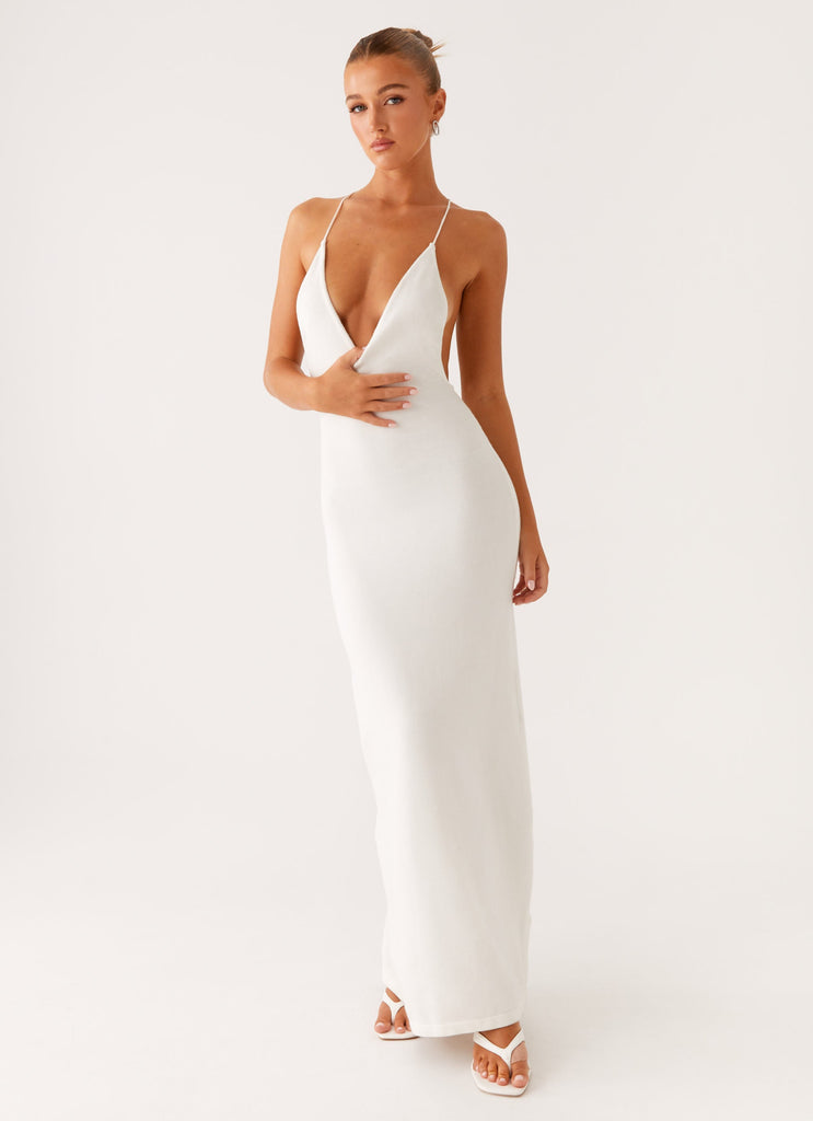 ivory knit maxi dress Ivory/Beige Destiny Knit Maxi Dress