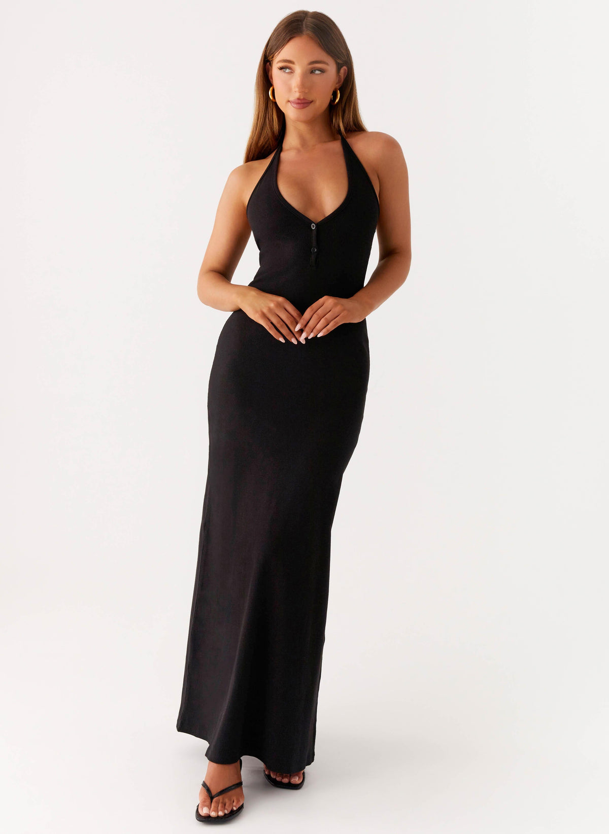 black button down maxi dress Yaselle Front COLOR:Violet (as pictured) Brown gowns elegant | Whether you pair it SEXY LINGERIES
