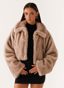 Yasmina Faux Fur Jacket - Beige