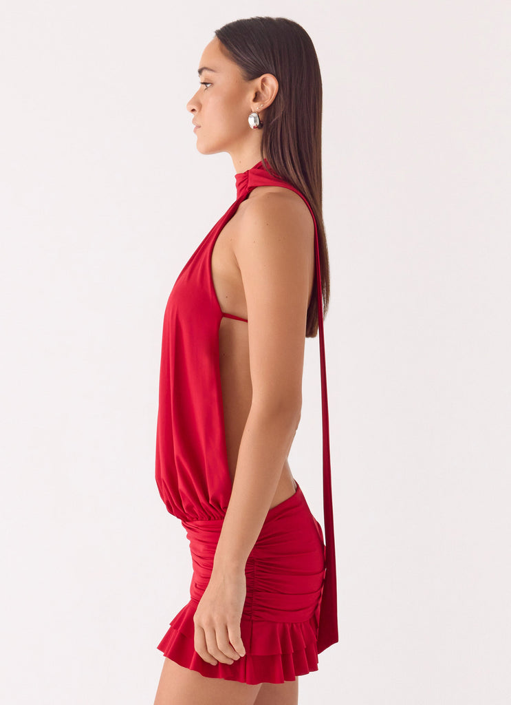 Yelena Backless Mini Dress - Deep Red Deep Red / US 8 Yelena Backless Mini Dress - Deep Red Deep Red / US 8