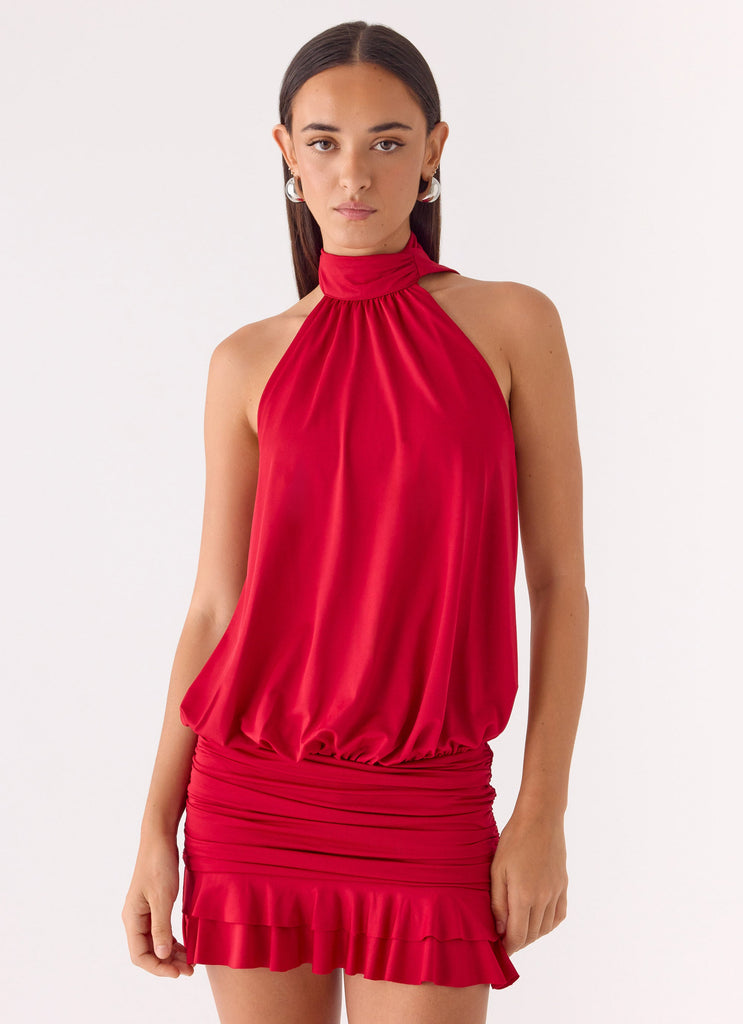Yelena Backless Mini Dress - Deep Red Deep Red / US 8 Yelena Backless Mini Dress - Deep Red Deep Red / US 8