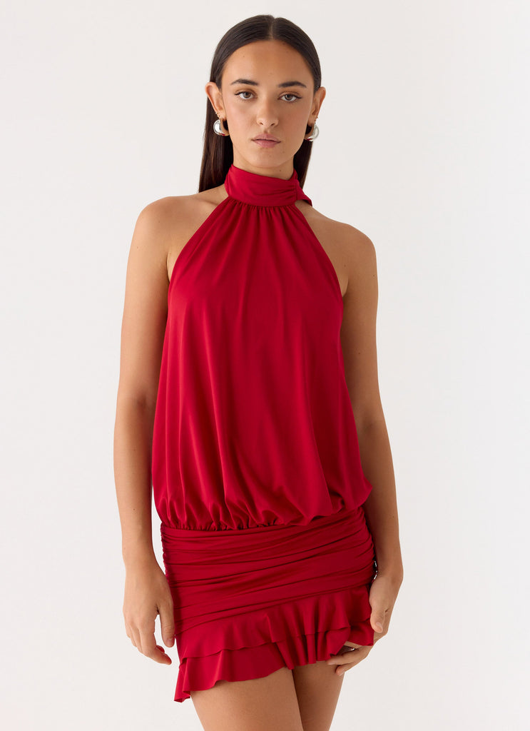 Yelena Backless Mini Dress - Deep Red Deep Red / US 8 Yelena Backless Mini Dress - Deep Red Deep Red / US 8