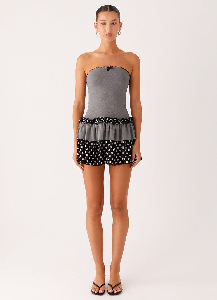 grey strapless mini dress Gracie Strapless Cotton Mini Dress - Heather Grey