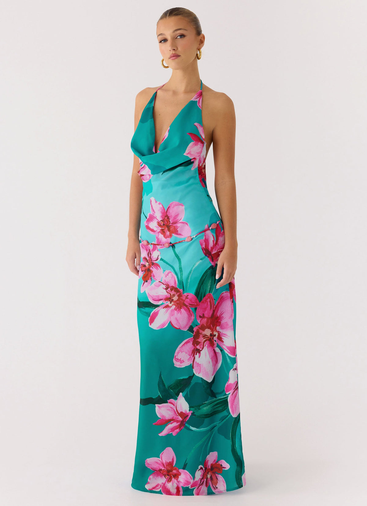 Yoon Beaded Cowl Maxi Dress