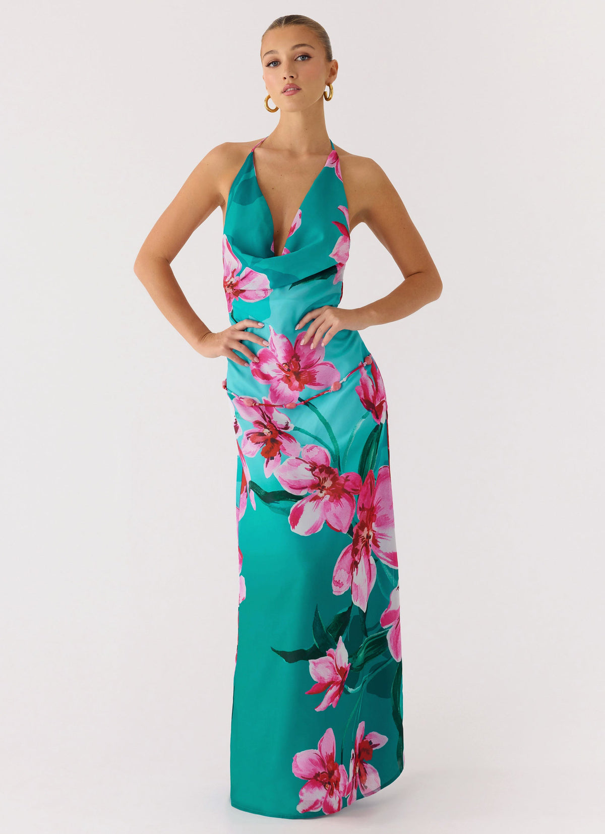 Yoon Beaded Cowl Maxi Dress