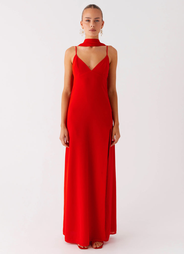 Yorke Scarf Maxi Dress - Raspberry Red Yorke Scarf Maxi Dress - Raspberry Red