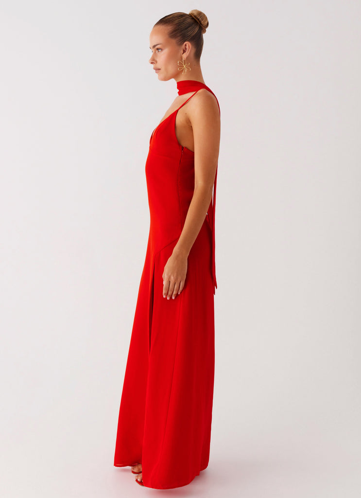 Yorke Scarf Maxi Dress - Raspberry Red Peppermayo US Yorke Scarf Maxi Dress - Raspberry Red Peppermayo US