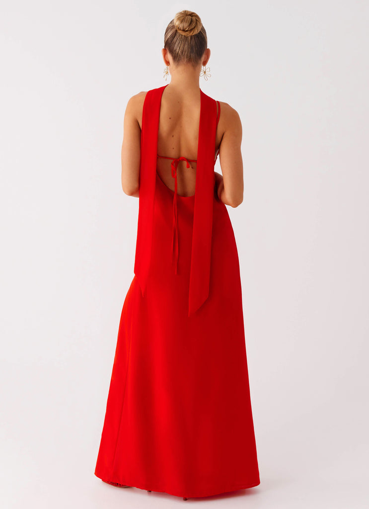 Yorke Scarf Maxi Dress - Raspberry Red Peppermayo US Yorke Scarf Maxi Dress - Raspberry Red Peppermayo US