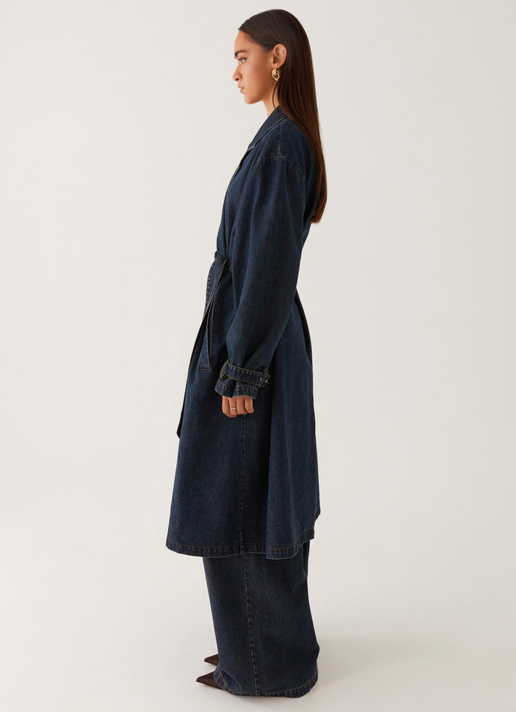 Yosemite Oversized Trench Coat - Blue