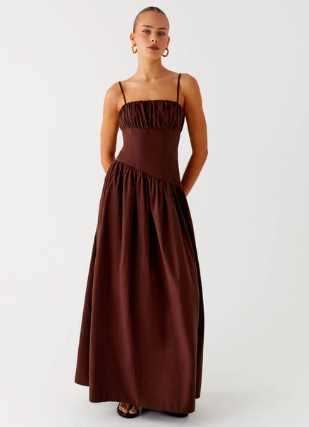 green emerald velvet dress Yuna Drop Waist Maxi Dress