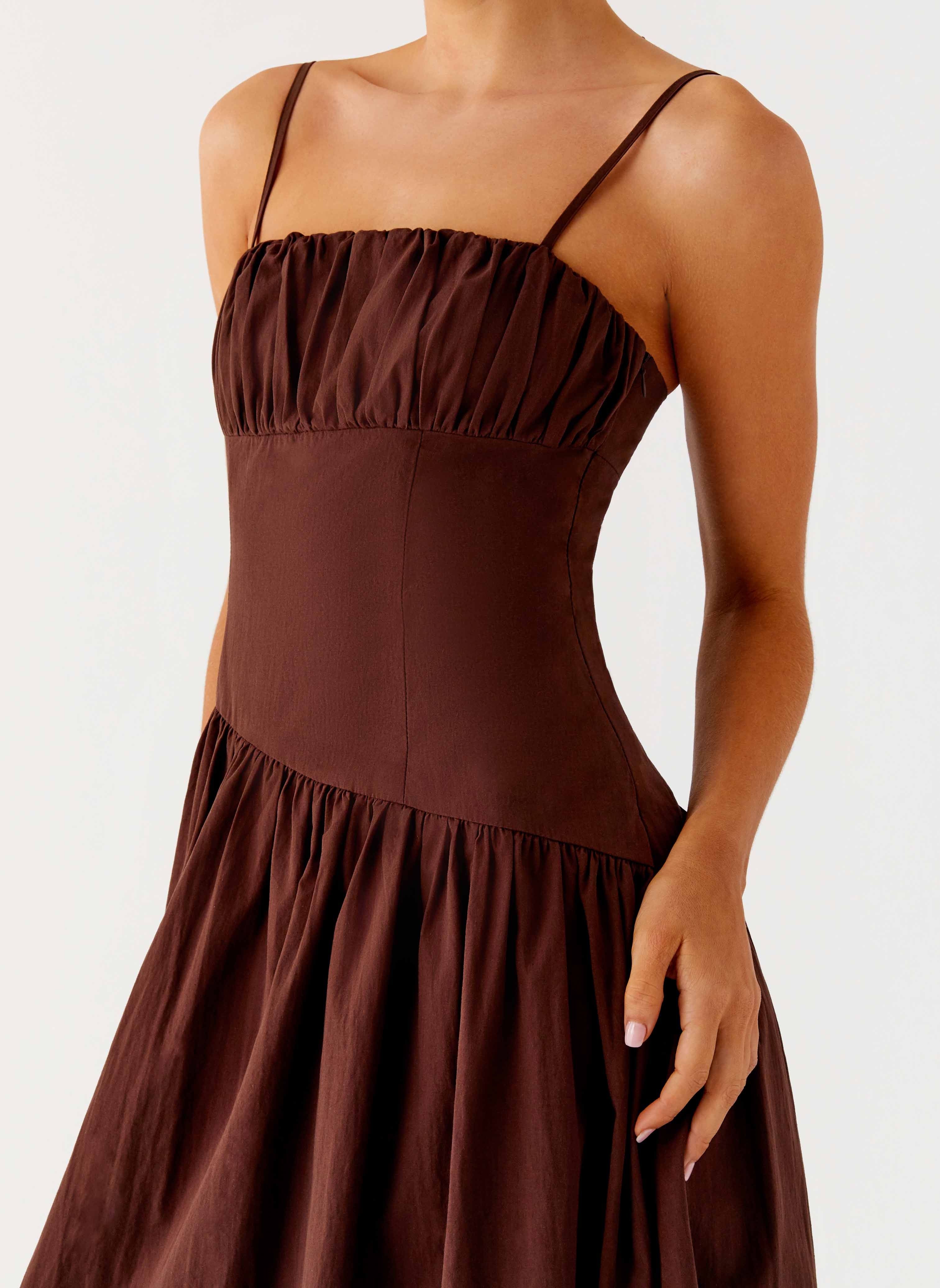 Yuna Drop Waist Maxi Dress - Chocolate Peppermayo US Yuna Drop Waist Maxi Dress - Chocolate Peppermayo US
