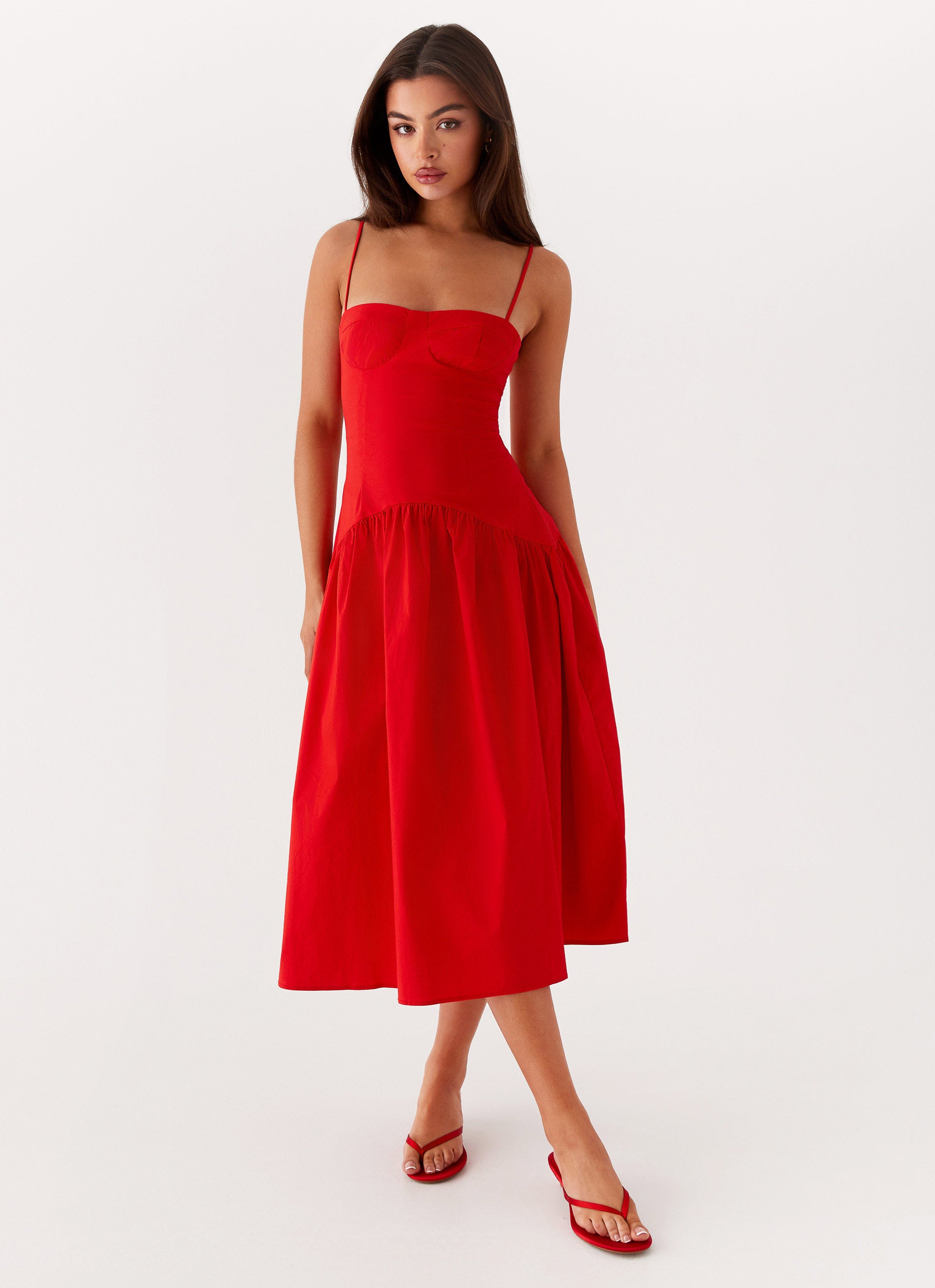 Yvette Corset Midi Dress - Red Peppermayo US Yvette Corset Midi Dress - Red Peppermayo US