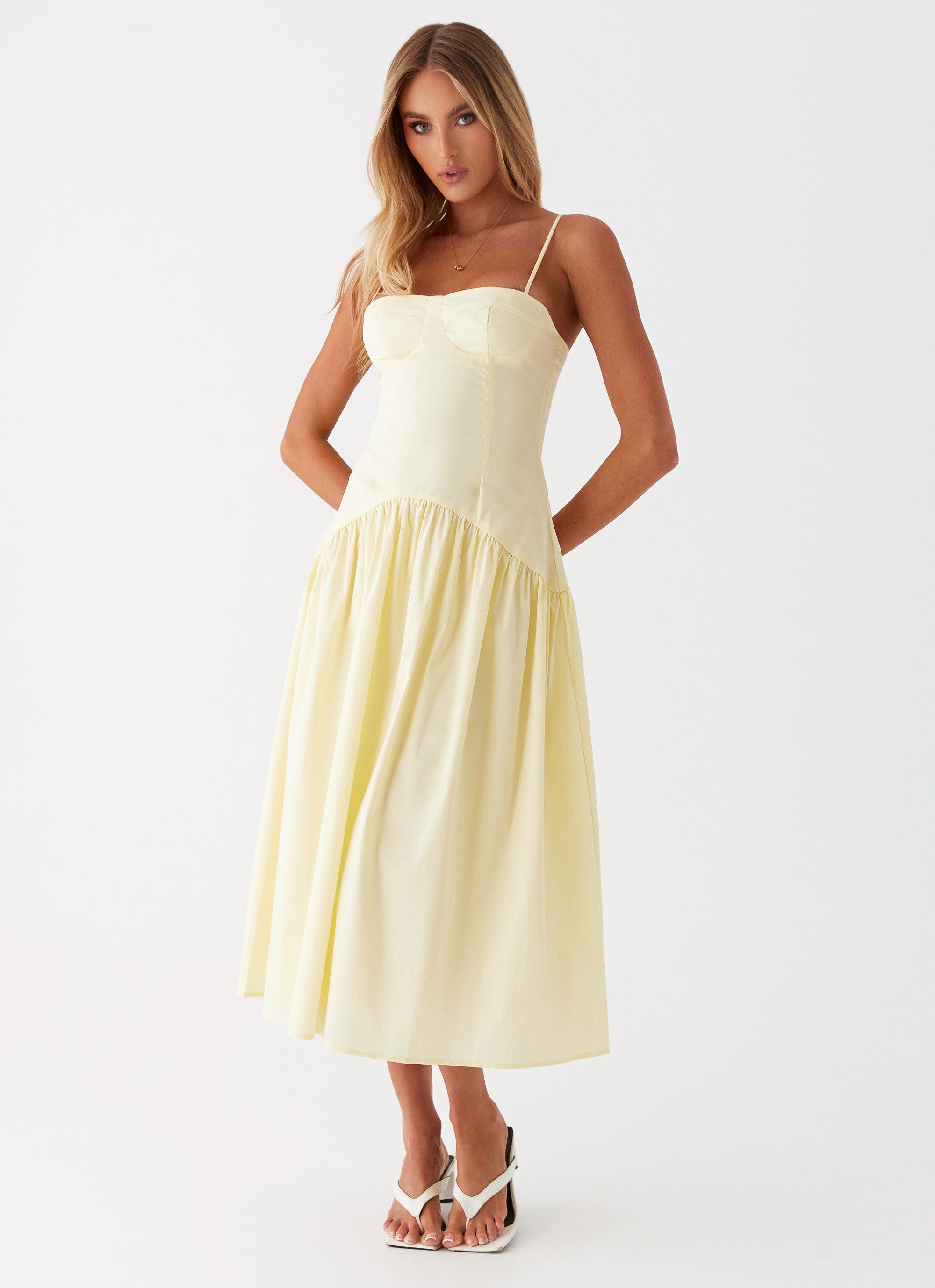 Yvette Corset Midi Dress - Yellow – Peppermayo US