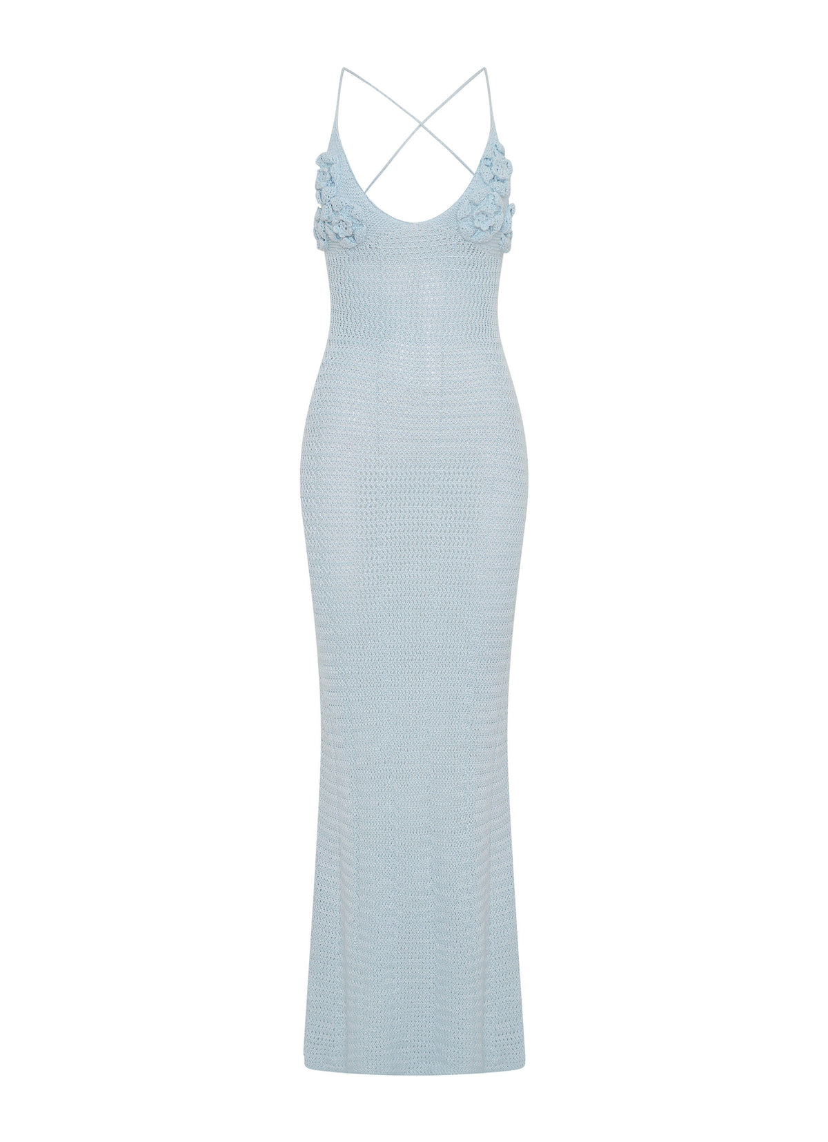 Zara Rose Crochet Maxi Dress - Blue