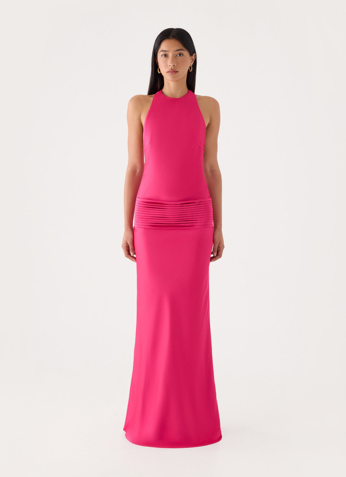 zaria pleated halter midi dress Zarita Maxi colour:kausar-mini-dress-lace-flower-grey