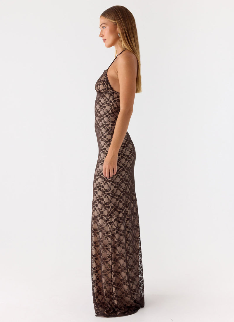 Zecca Lace Maxi Dress - Chocolate