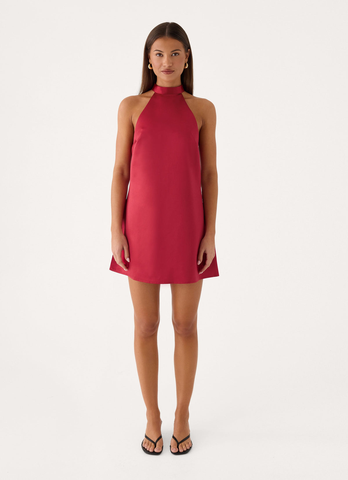 Zelia Halter Mini Dress - Pomegranate Red