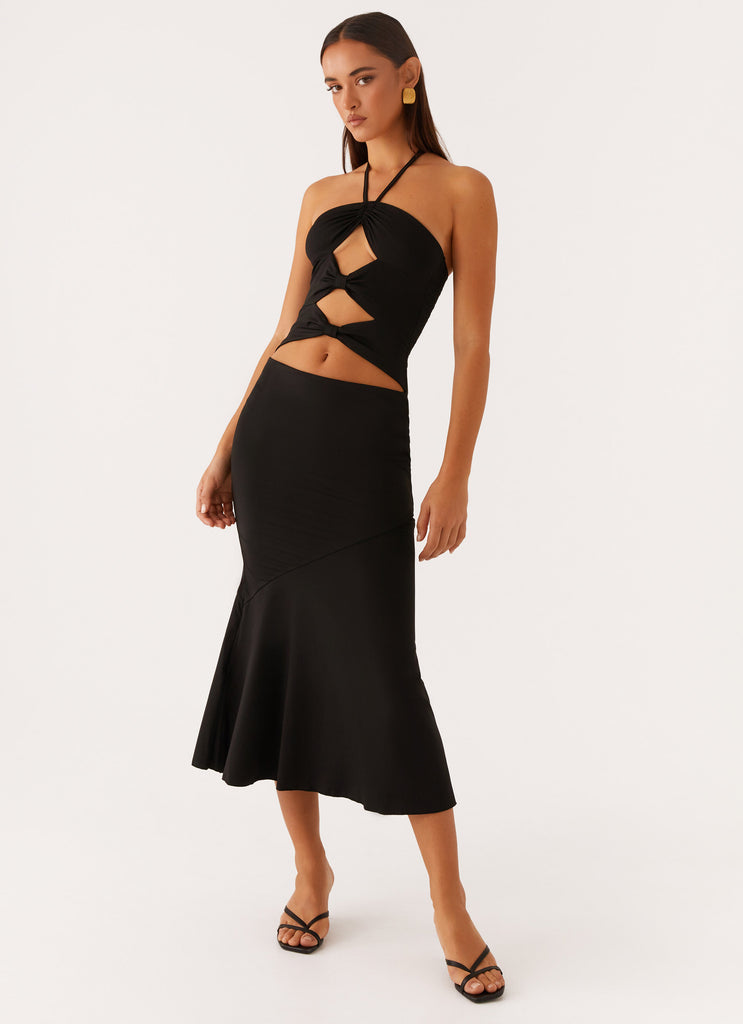 Zena Halterneck Midi Dress - Black Peppermayo US Zena Halterneck Midi Dress - Black Peppermayo US