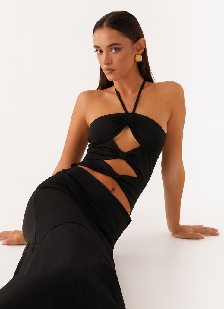 Zena Halterneck Midi Dress - Black Peppermayo US Zena Halterneck Midi Dress - Black Peppermayo US