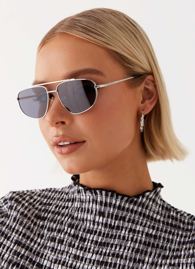 Womens Zina Sunglasses in the colour Silver in front of a light grey background