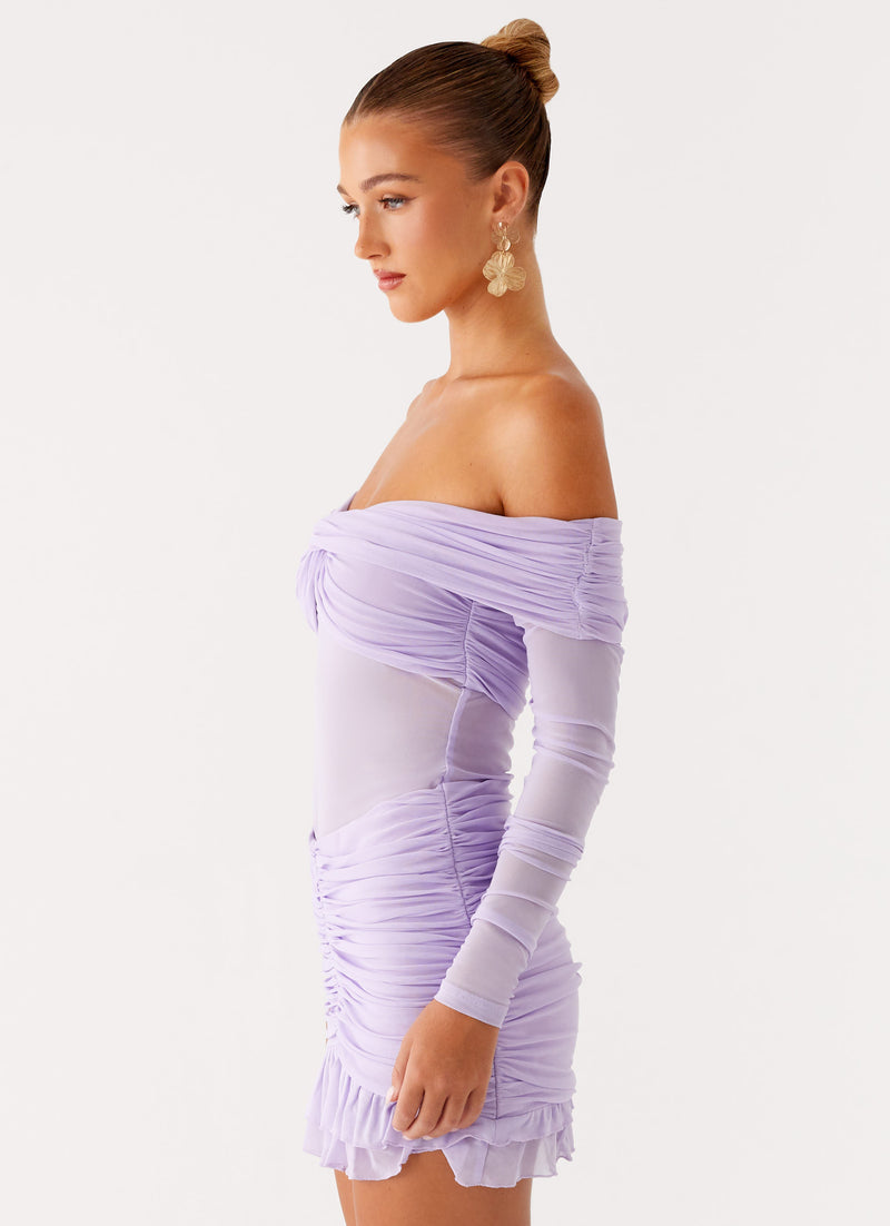 Tiff Long Sleeve Mini Dress Lilac 2 Peppermayo