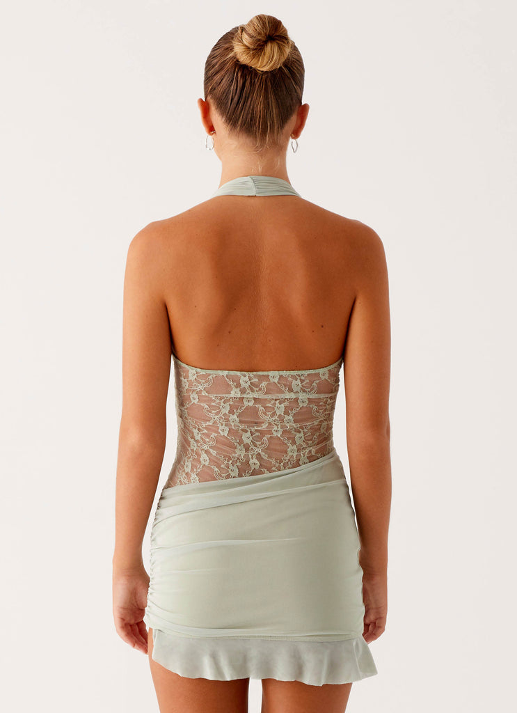 Tate Mesh Mini Dress - Sage Peppermayo US Tate Mesh Mini Dress - Sage Peppermayo US