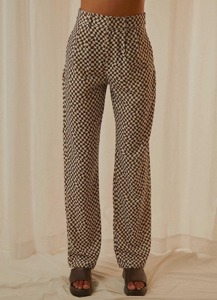 Set the Tone Suit Pants - Choc Warped Check - Peppermayo US