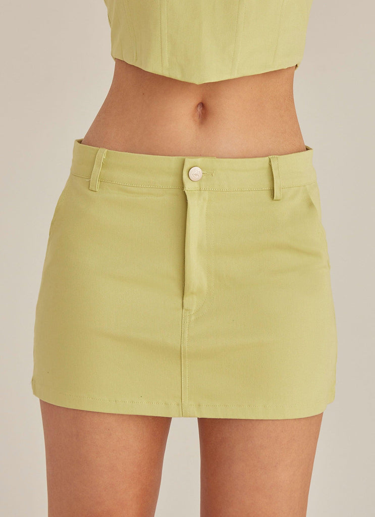 Feel The Sun Drill Mini Skirt - Sage - Peppermayo US