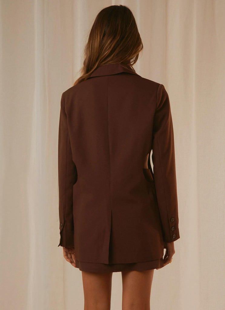 Fashion Confidential Cut Out Blazer - Chocolate - Peppermayo US