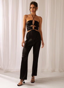 Causing Commotion Jumpsuit - Onyx - Peppermayo US