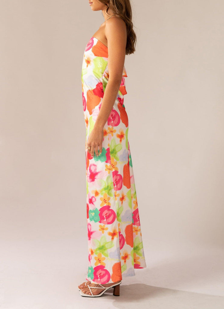No Service Satin Maxi Dress - Blurred Blossom - Peppermayo US