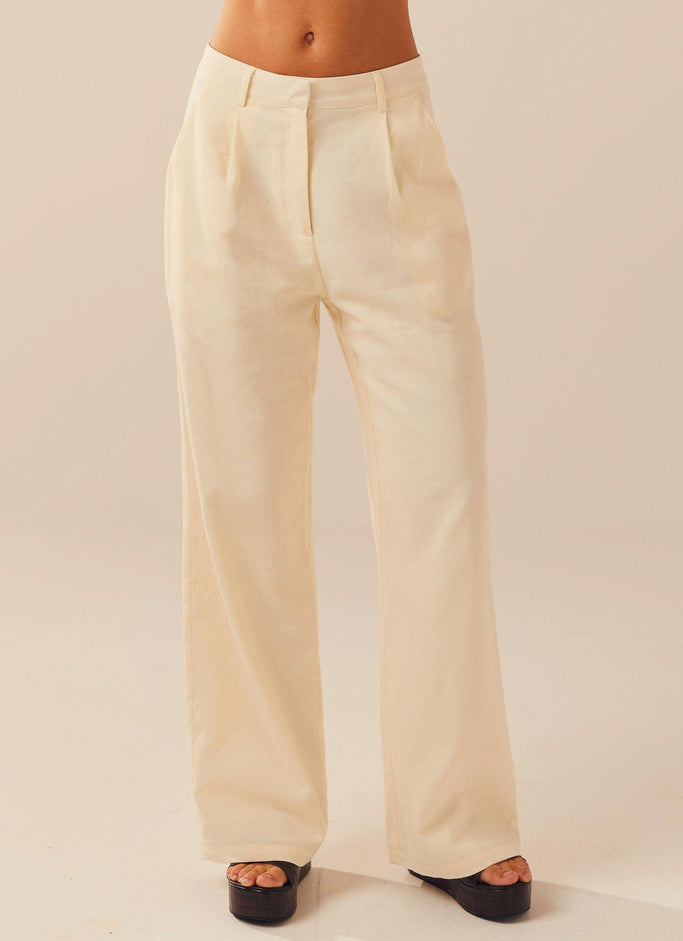 NA-KD Linen Cargo Pants in beige-Neutral