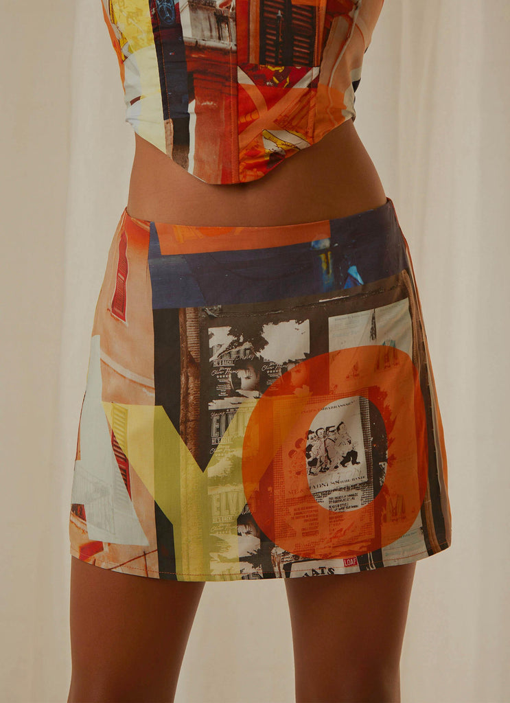 Strolling Sunset Mini Skirt - PM Film Graphic - Peppermayo US