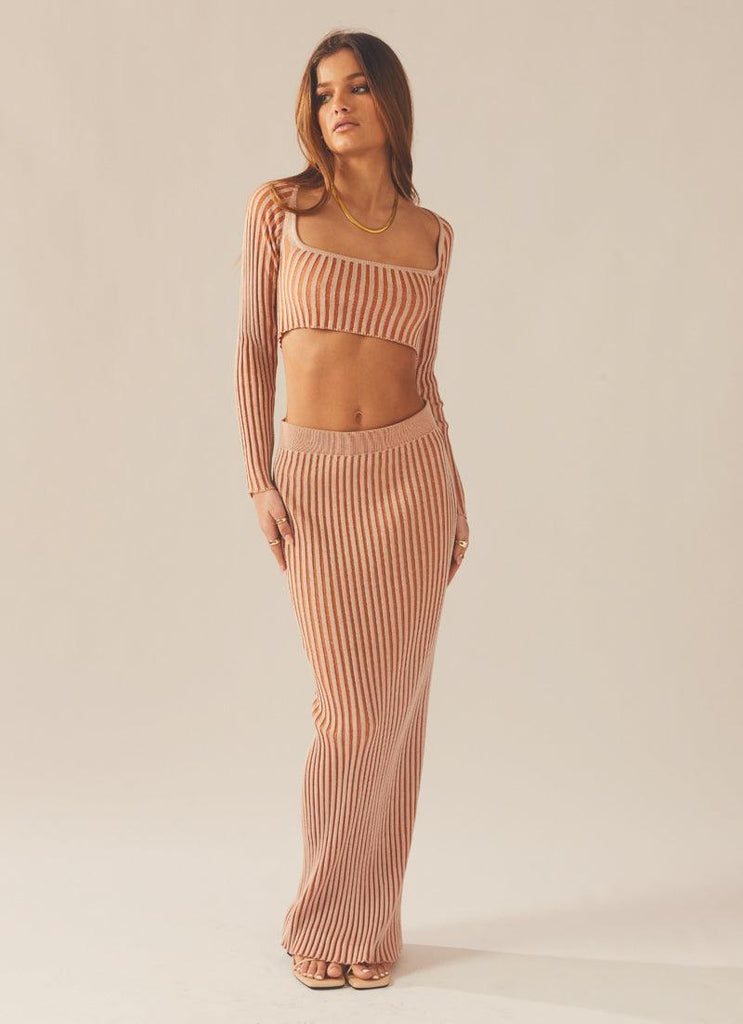 Aubrey Two-Tone Rib Top - Terracotta - Peppermayo US