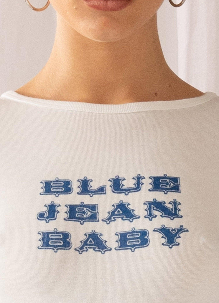 Blue Jean Tight Rib Tee - White - Peppermayo US
