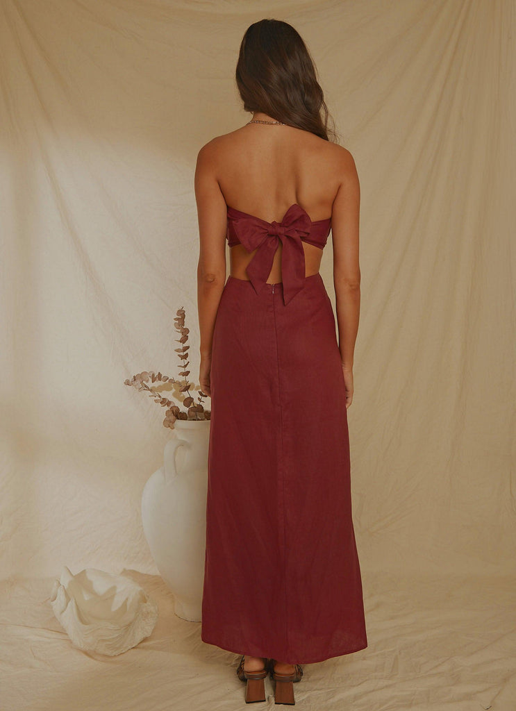 Lunchtime Drinks Maxi Dress - Burgundy - Peppermayo US