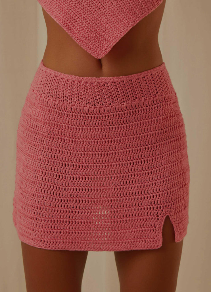 Island Sun Crochet Mini Skirt - Pink - Peppermayo US