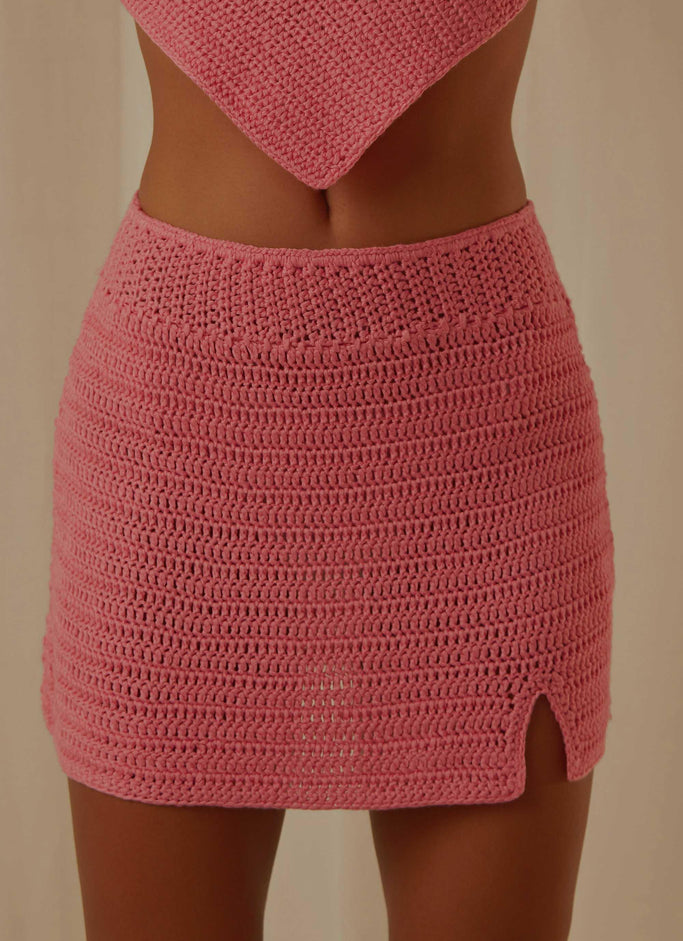 Island Sun Crochet Mini Skirt - Pink