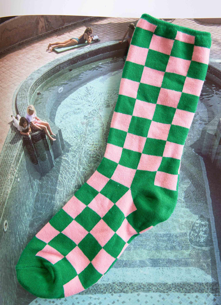 On Record Socks - Green Pink Print - Peppermayo US