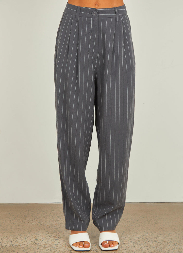 Finley Pinstripe Tailored Pant - Navy Pinstripe - Peppermayo US