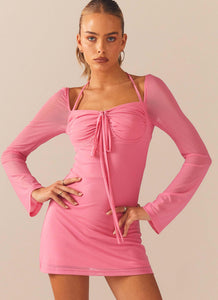 Make A Move Mesh Mini Dress - Amplify Pink - Peppermayo US