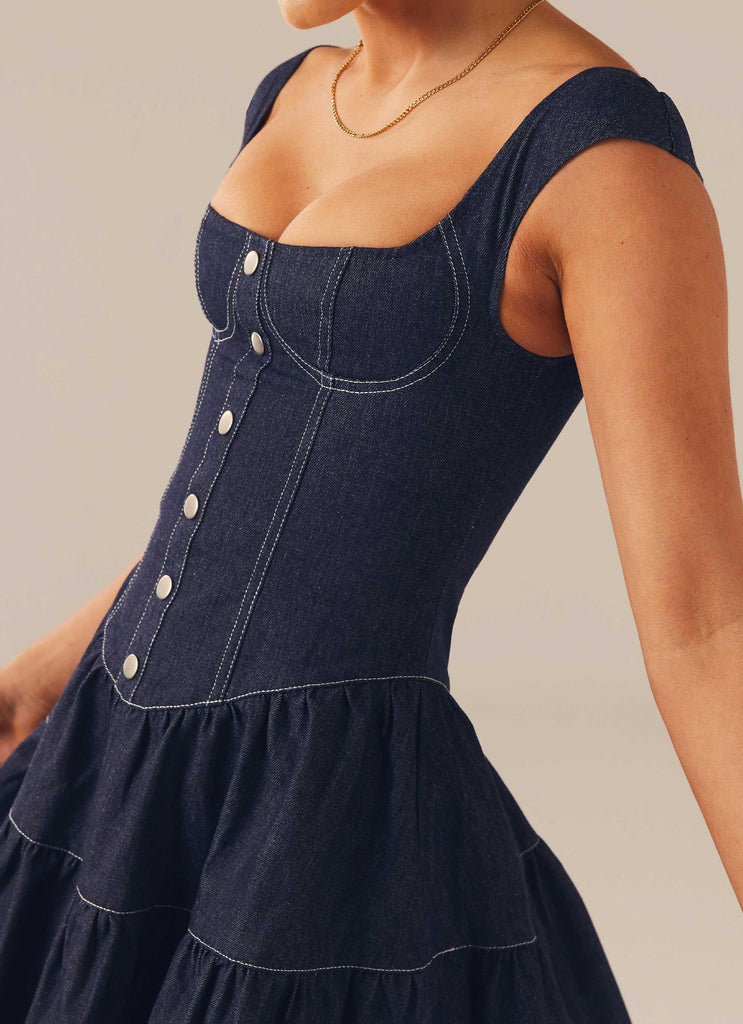 Isabella Denim Bustier Dress - Indigo Peppermayo US Isabella Denim Bustier Dress - Indigo Peppermayo US