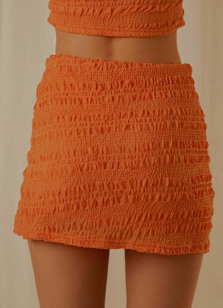 My Type Ruched Mini Skirt - Papaya - Peppermayo US