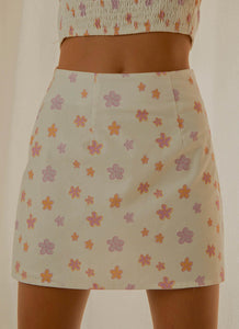 Morning Market Linen Mini Skirt - Pink Wild Poppies - Peppermayo US