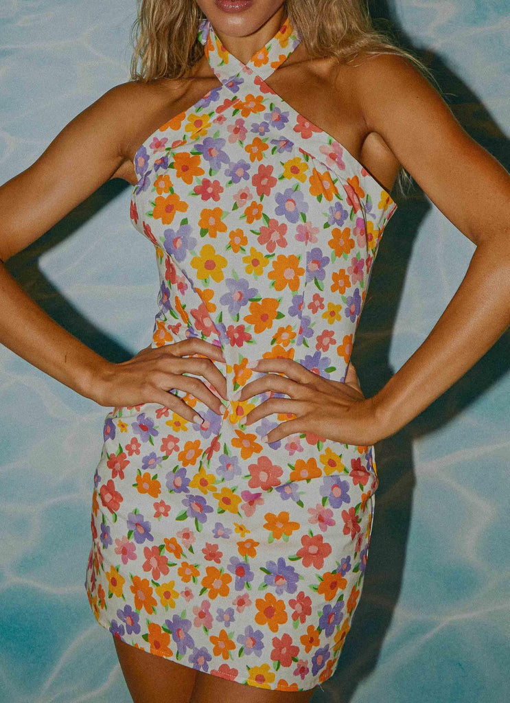 Kaylani Linen Mini Dress - Blooming - Peppermayo US