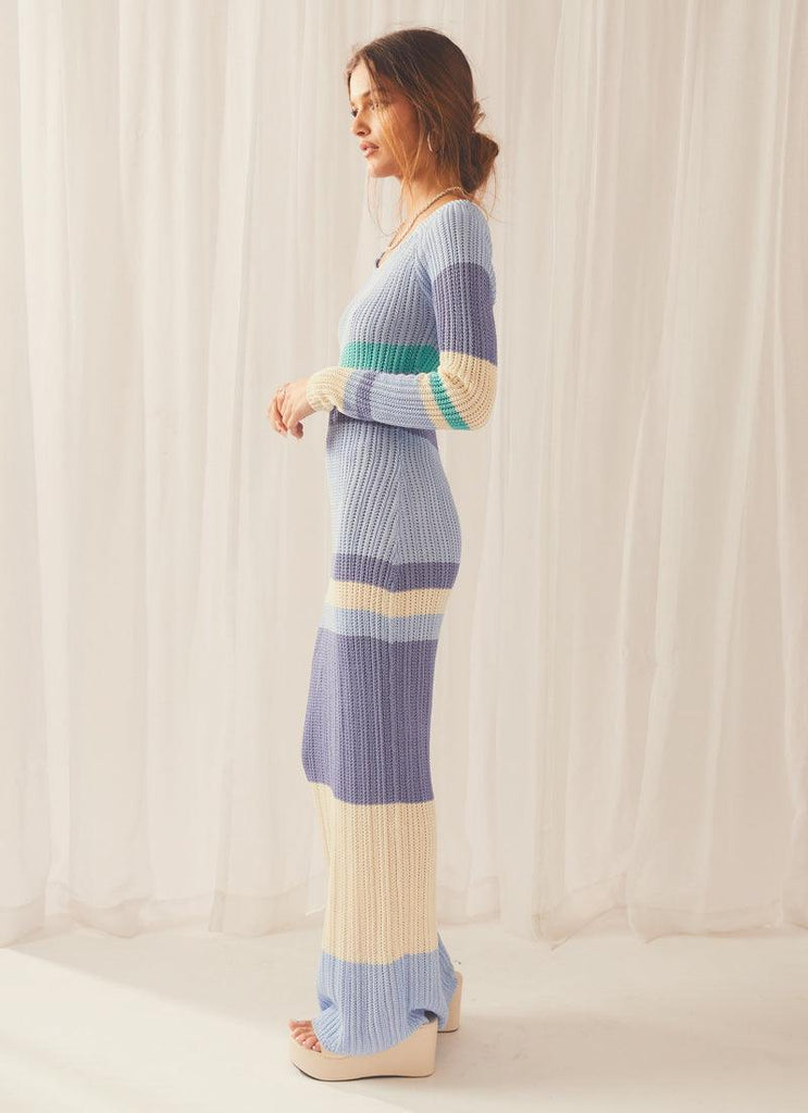 Love Ride Crochet Maxi Dress - Ocean Stripe - Peppermayo US
