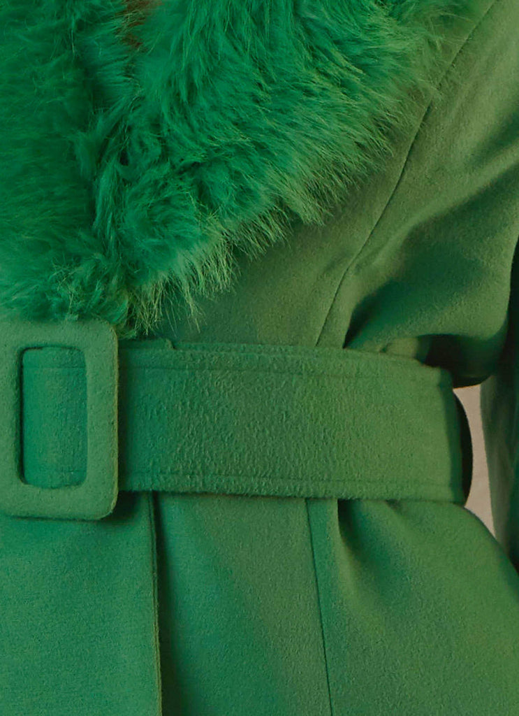 Maddy Faux Fur Jacket - Jade Green - Peppermayo US