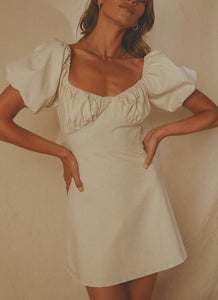 San Sebastian Linen Mini Dress - Oatmeal - Peppermayo US