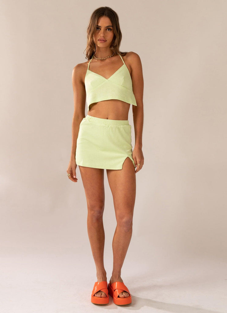 Changing Seasons Terry Mini Skirt - Lime Green - Peppermayo US