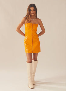 Cool and Calm PU Dress - Orange - Peppermayo US
